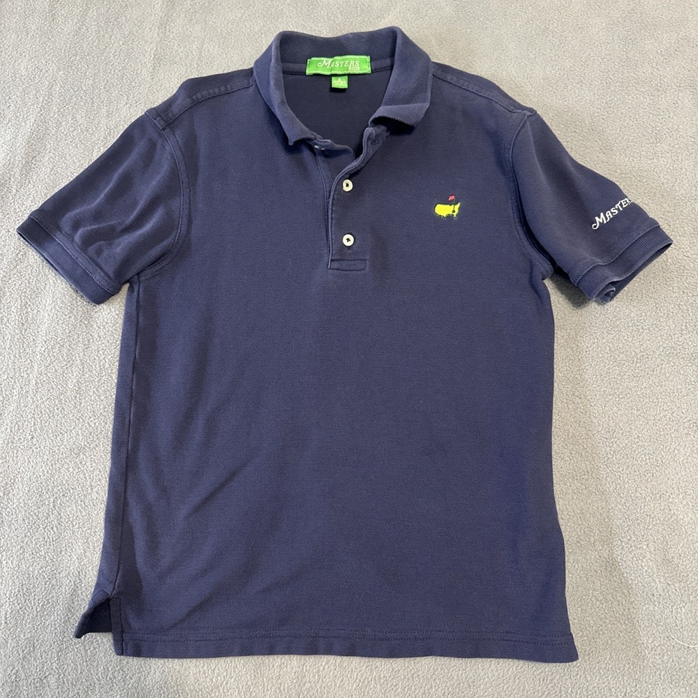 Masters Kids Youth Boys Golf Polo Shirt Size Small (7/8) Navy Blue Embroidered